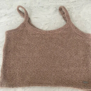 Hollister brown tank top sz large fuzzy knit cropped